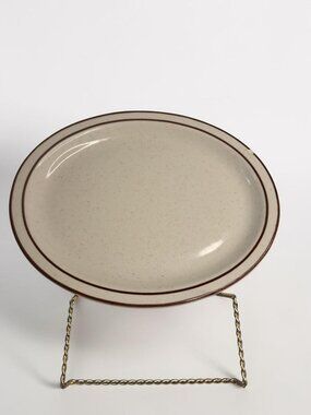 Vintage 1942 Buffalo China 306C Oval Platter Speckled Brown Line Restaurant Ware
